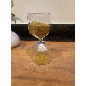 Octagon Clear Glass Timer With Gold Micro Beads